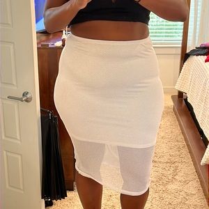 Knit white see through skirt